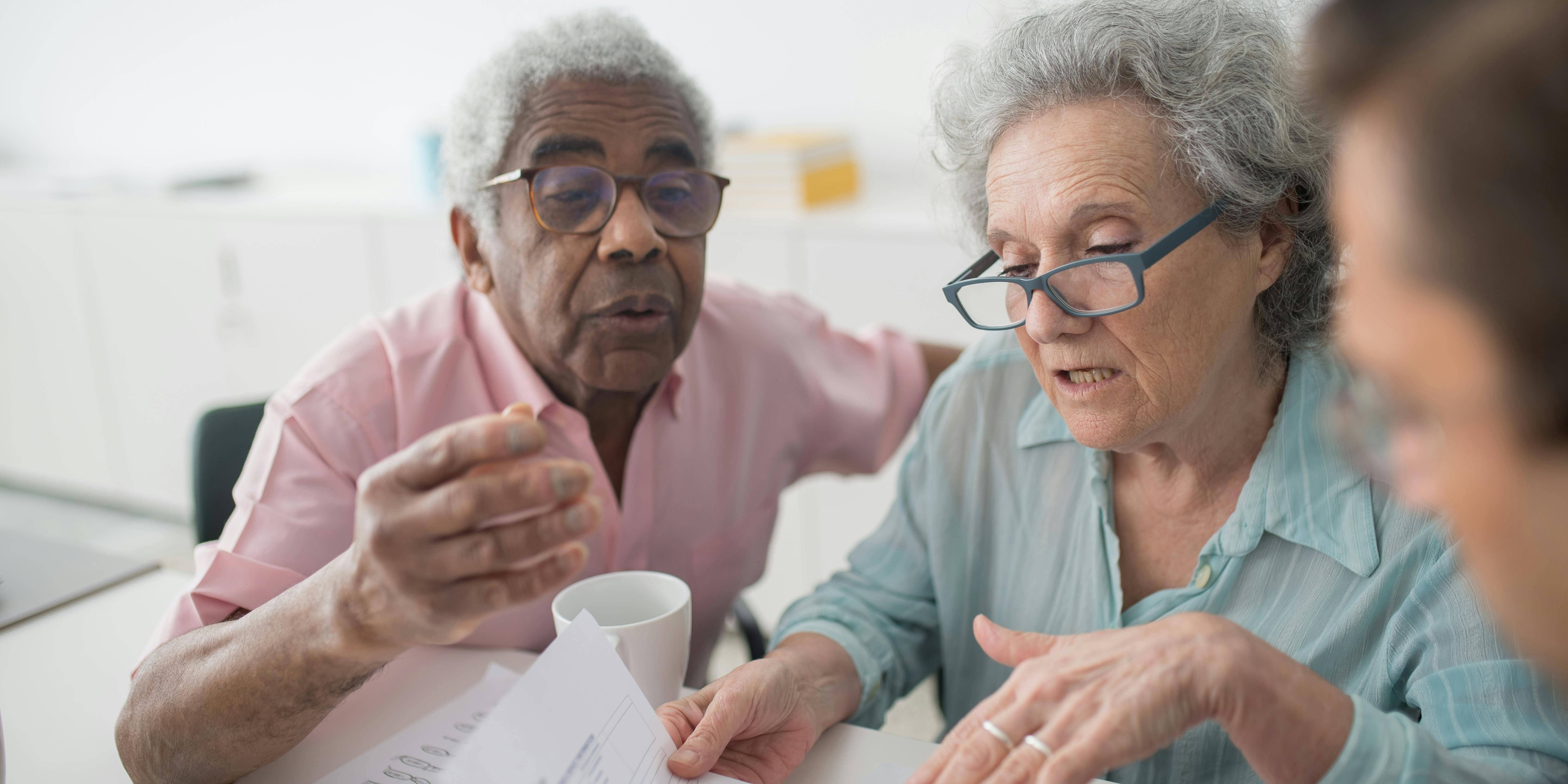 elderly couple planning